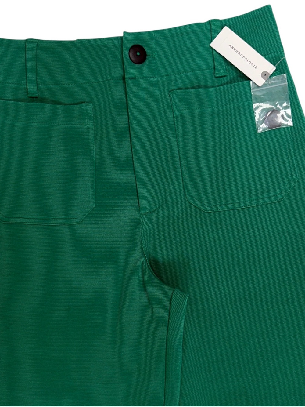 Anthropologie Maeve Colette Wide Leg Pants Womens 29 Elm Green Knit Patch Pocket